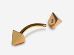 14K Gold Pyramid Spike Eyebrow Barbell: 14G Body Piercing