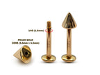 14K Gold Cone Labret Stud: 14G Lip Piercing, Tragus Earring