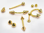 14K Gold Nipple Barbell: 16G Cone End Body Piercing