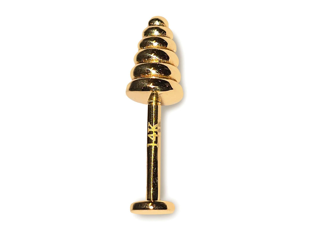 14K Gold Dumbbell Labret Stud: 16G Lip Piercing Jewelry