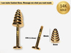 14K Gold Dumbbell Labret Stud: 16G Lip Piercing Jewelry