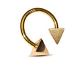 14K Gold Pyramid Septum Ring: Horseshoe Barbell, 14G Lip Piercing