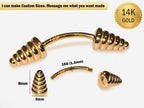 14K Gold Dumbbell Eyebrow Piercing: 16G Curved Barbell