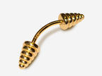 14K Gold Dumbbell Eyebrow Piercing: 16G Curved Barbell