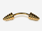 14K Gold Dumbbell Eyebrow Piercing: 16G Curved Barbell