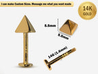 14K Gold Pyramid Labret Stud: 14G Lip & Tragus Piercing
