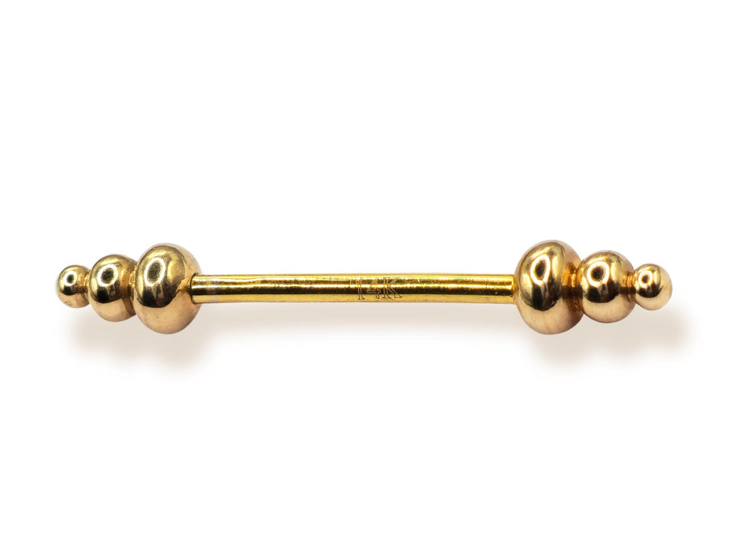 14K Gold Barbell Nipple Piercing: 14G Body Jewelry