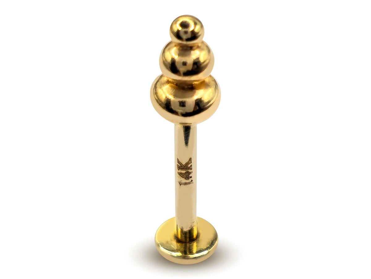 14K Gold Labret Stud: Unique Lip & Tragus Piercing Jewelry