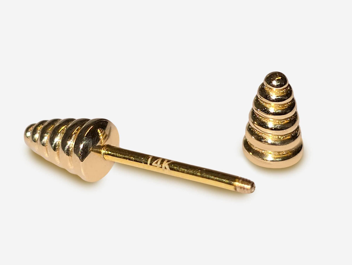 14K Gold Dumbbell Barbell Piercing: 16G Nipple Jewelry