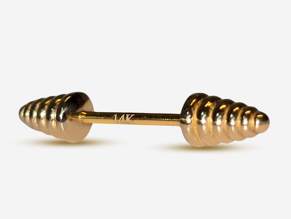 14K Gold Dumbbell Barbell Piercing: 16G Nipple Jewelry