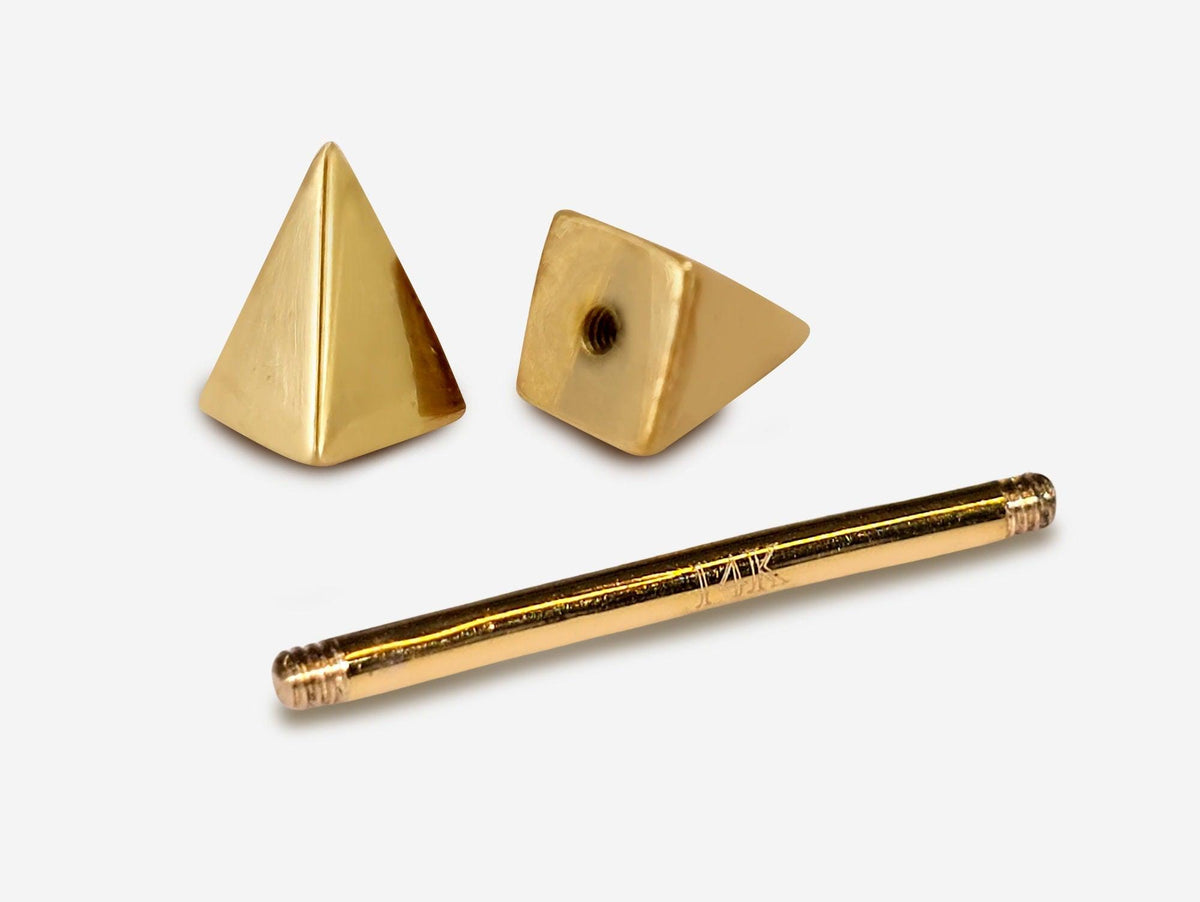 14K Gold Spike Barbell Piercing: 16G Nipple Jewelry