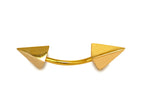 14K Gold Spike Eyebrow Piercing: Pyramid Curved Barbell, 16G