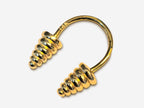 14K Gold Septum Ring: 16G Horseshoe Barbell with Dumbbell Design