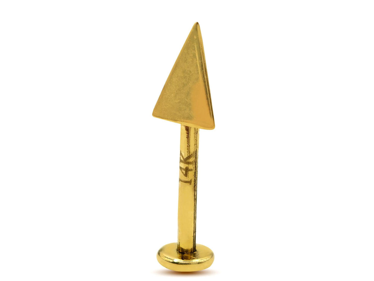 14K Gold Spike Labret Stud: 16G Lip & Tragus Piercing