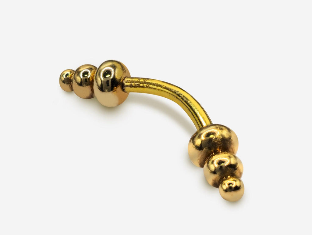 14K Gold Eyebrow Piercing: Unique Curved Barbell, 14G Body Jewelry