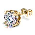 18K Gold Plated Sterling Silver Stud Earrings: Hand Set Crystal Solitaire (2mm-7mm)