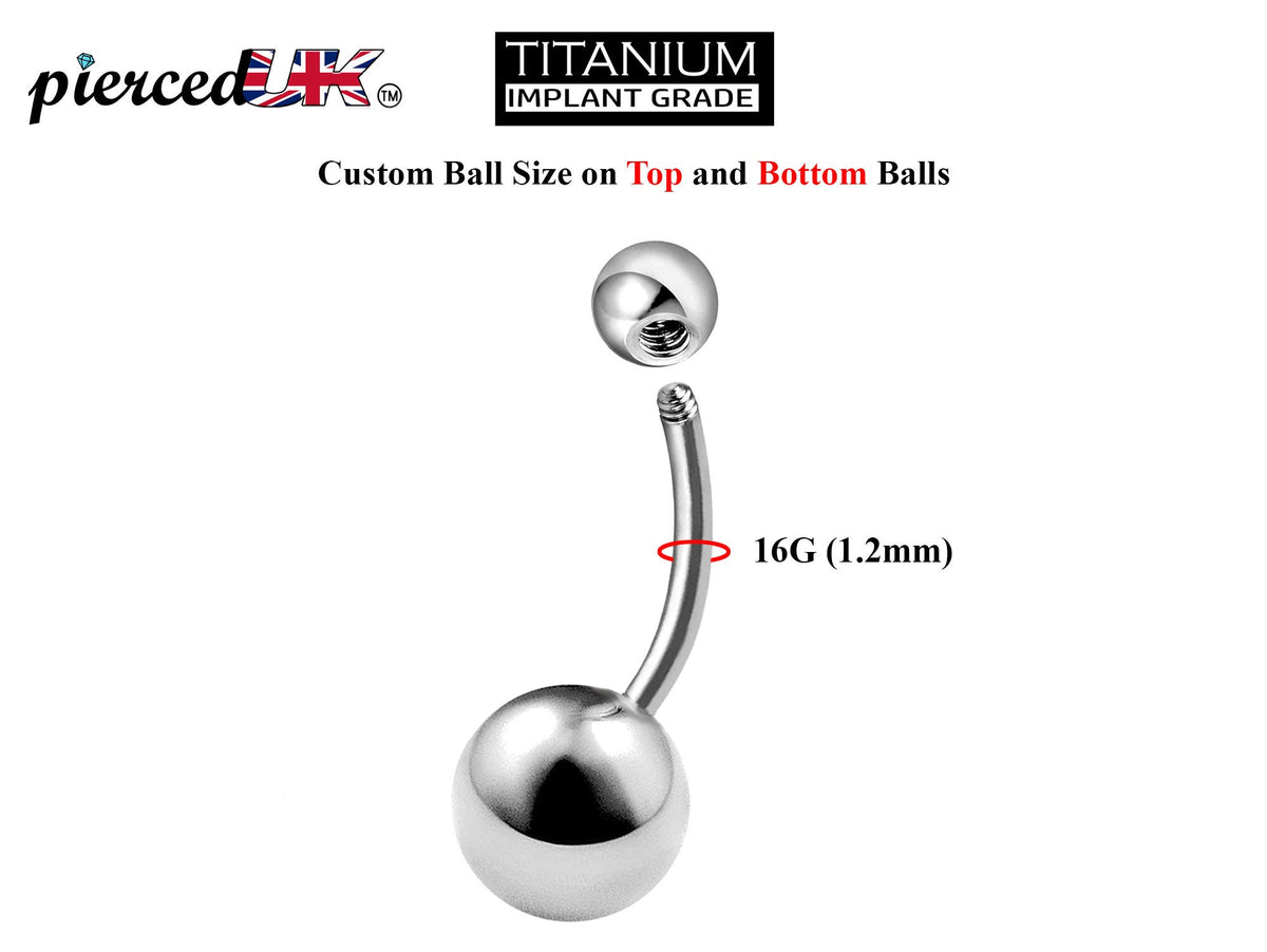 Titanium Belly Bar: 16g Curved Barbell Piercing with Custom Ball
