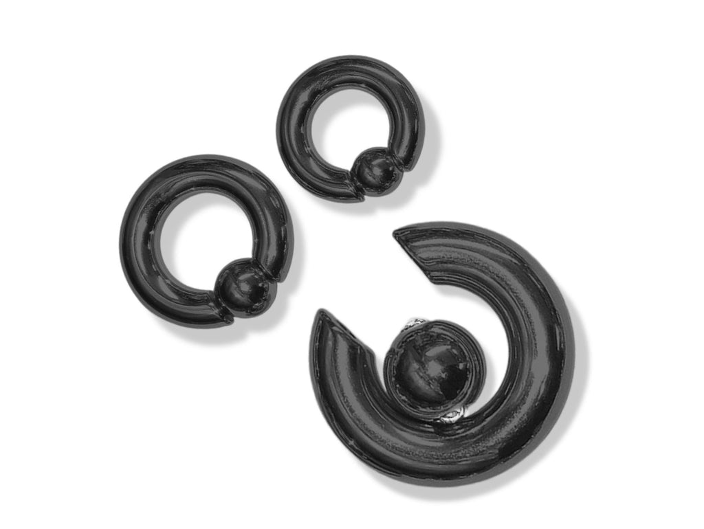 Black Prince Albert Titanium PA Ring Jewelry Captive Bead Hoop Piercing BCR Large Size Body Jewellery 2ga to 00ga sold as a single unit