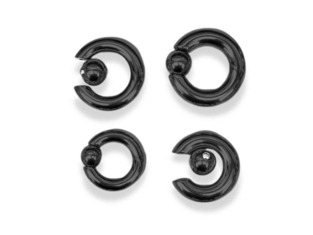 Black Prince Albert Titanium PA Ring Jewelry Captive Bead Hoop Piercing BCR Large Size Body Jewellery 2ga to 00ga sold as a single unit