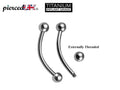 Titanium Curved Barbell: 16g/14g Eyebrow, Belly, Nipple Piercing