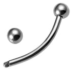 Titanium Curved Barbell: 16g/14g Eyebrow, Belly, Nipple Piercing