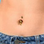 14K Gold Dolphin Belly Button Ring - 2.43g Solid Gold Body Jewelry
