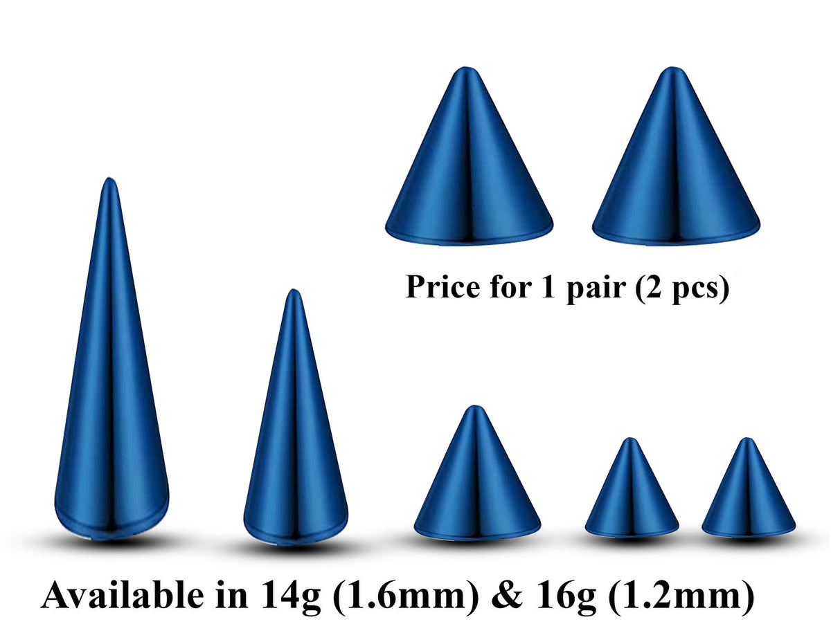 Spike Piercing: Surgical Steel Cone Replacement Parts (Pair) - 16g/14g