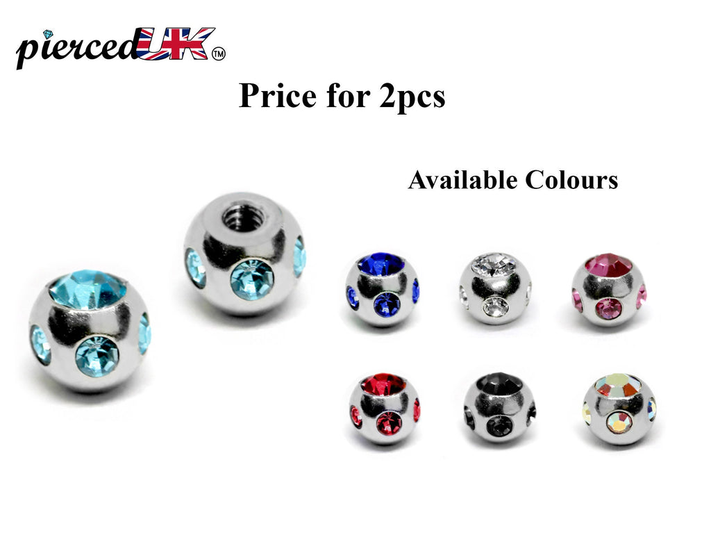 Multi Crystal Ball Attachment: Surgical Steel Piercing Parts (2pcs)