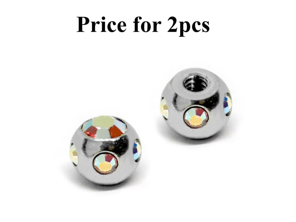 Multi Crystal Ball Attachment: Surgical Steel Piercing Parts (2pcs)