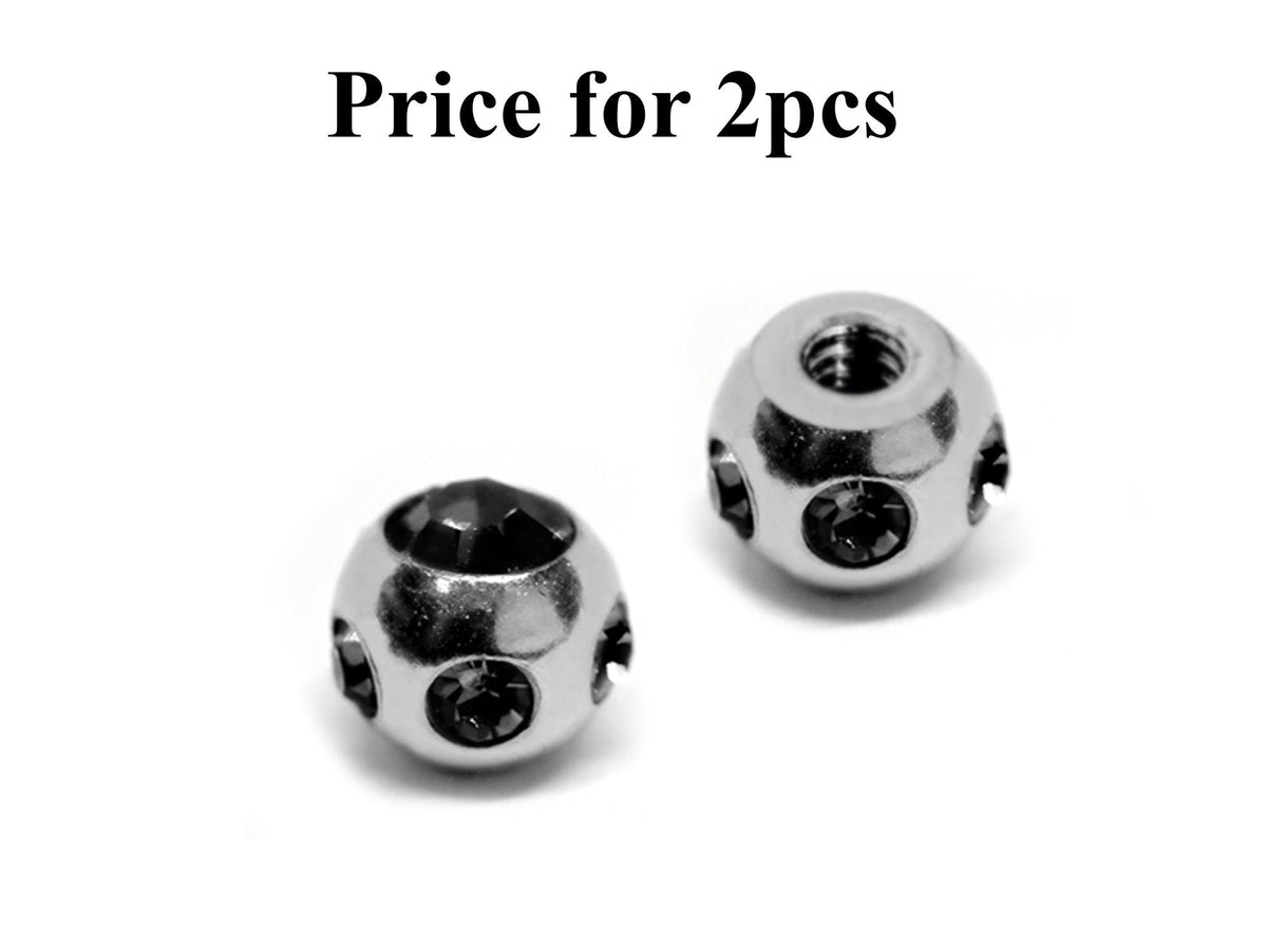 Multi Crystal Ball Attachment: Surgical Steel Piercing Parts (2pcs)