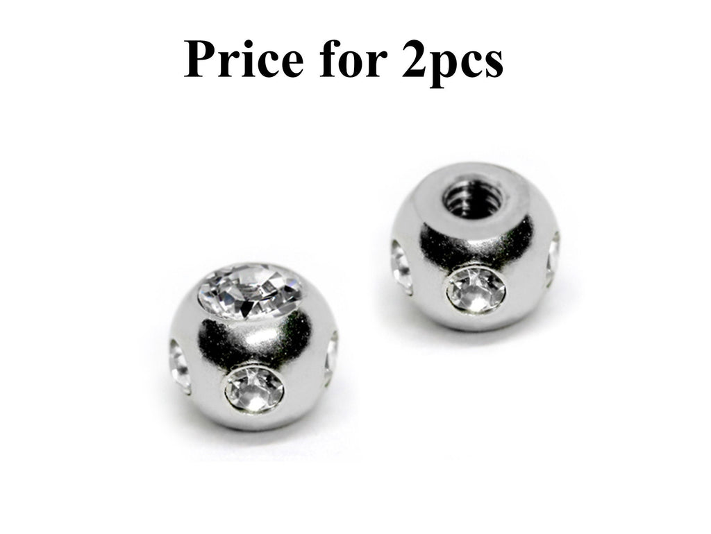 Multi Crystal Ball Attachment: Surgical Steel Piercing Parts (2pcs)