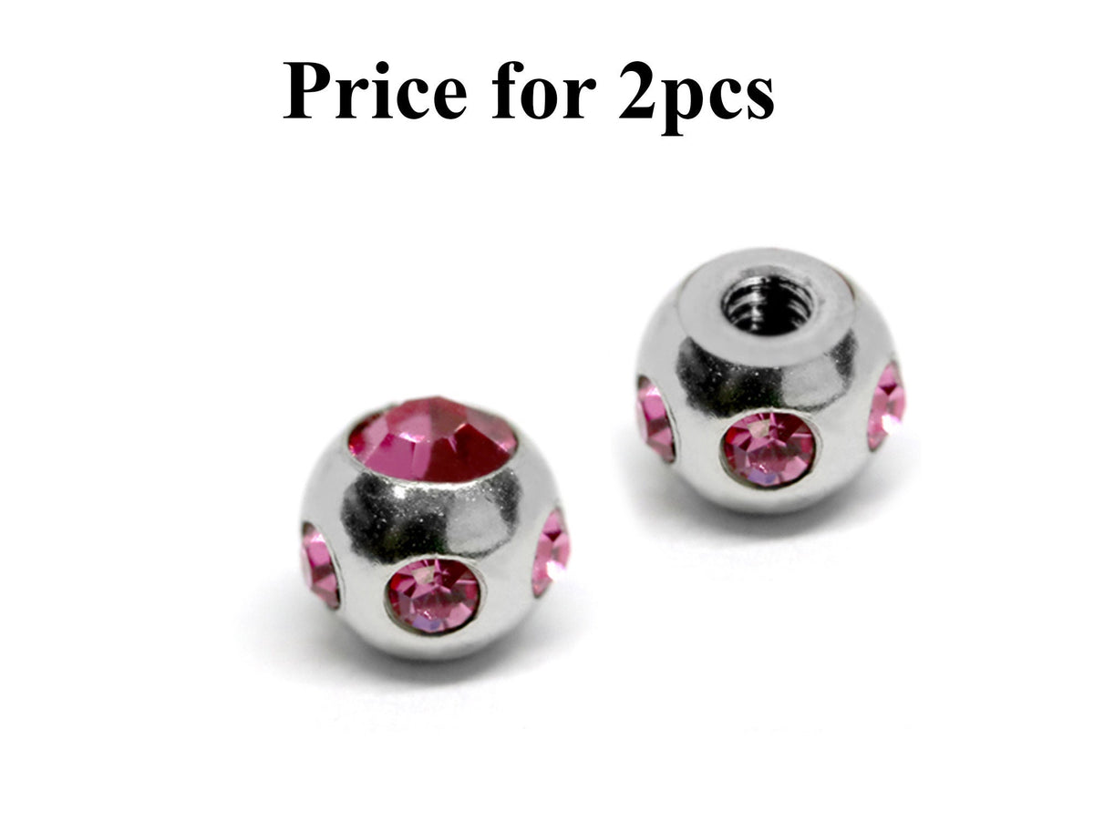 Multi Crystal Ball Attachment: Surgical Steel Piercing Parts (2pcs)