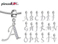 Sterling Silver Alphabet Charm with CZ Crystals - Initial Letter for Bracelet or Necklace