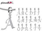 Sterling Silver Alphabet Charm with CZ Crystals - Initial Letter for Bracelet or Necklace