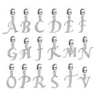 Sterling Silver Alphabet Charm with CZ Crystals - Initial Letter for Bracelet or Necklace