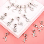 Sterling Silver Alphabet Charm with CZ Crystals - Initial Letter for Bracelet or Necklace