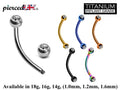 Titanium Curved Barbell: Daith Eyebrow Piercing with Crystal Gem