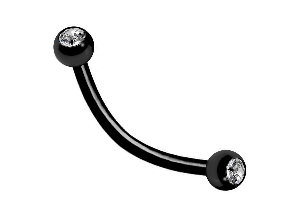Titanium Curved Barbell: Daith Eyebrow Piercing with Crystal Gem