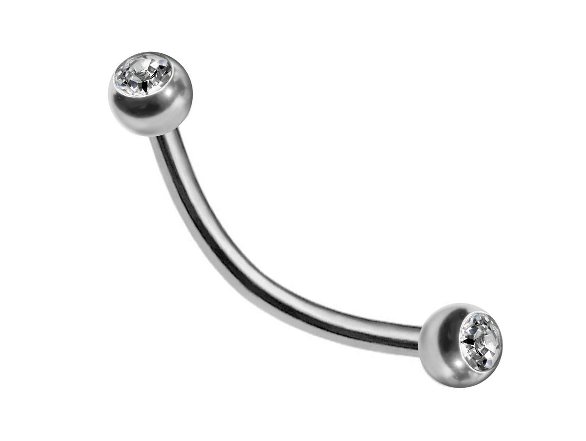 Titanium Curved Barbell: Daith Eyebrow Piercing with Crystal Gem
