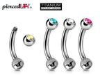 Titanium Jeweled Curved Barbell: Daith, Tragus, Helix Piercing (18g 16g 14g)