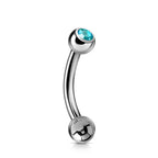 Titanium Jeweled Curved Barbell: Daith, Tragus, Helix Piercing (18g 16g 14g)