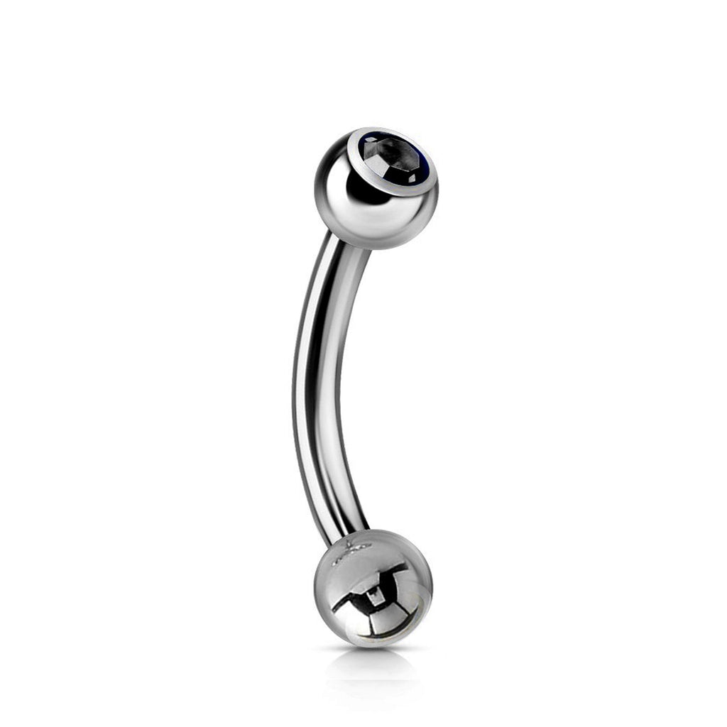 Titanium Jeweled Curved Barbell: Daith, Tragus, Helix Piercing (18g 16g 14g)