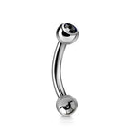 Titanium Jeweled Curved Barbell: Daith, Tragus, Helix Piercing (18g 16g 14g)