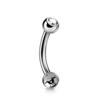 Titanium Jeweled Curved Barbell: Daith, Tragus, Helix Piercing (18g 16g 14g)