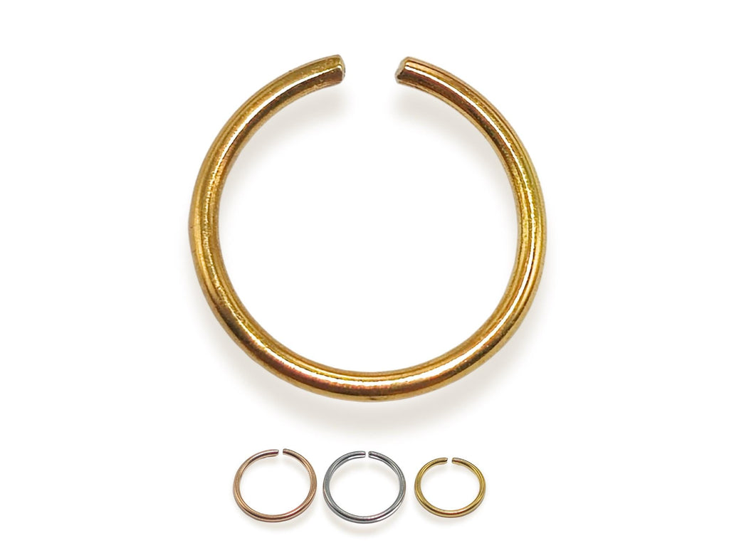 14K Solid Gold Nose Ring: Tiny Infinite Hoop (20g-14g)