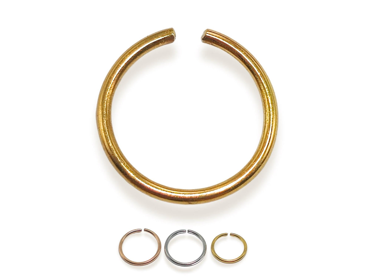 14K Solid Gold Nose Ring: Tiny Infinite Hoop (20g-14g)