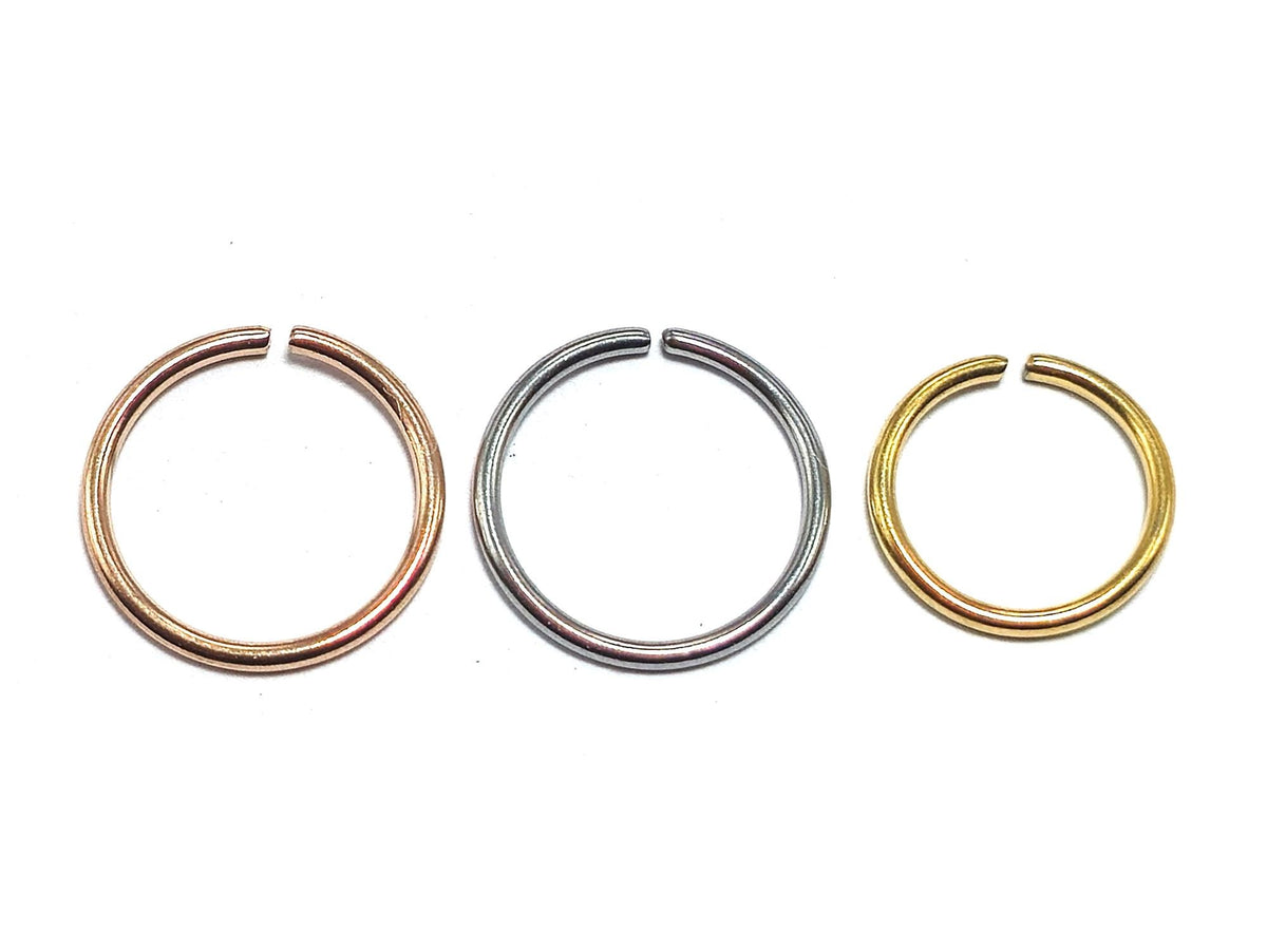14K Solid Gold Nose Ring: Tiny Infinite Hoop (20g-14g)