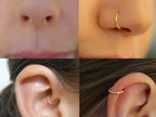 14K Solid Gold Nose Ring: Tiny Infinite Hoop (20g-14g)