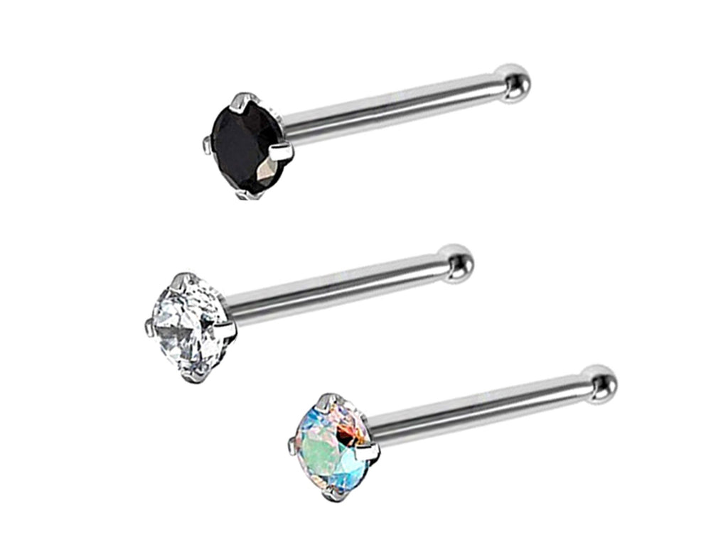 CZ Crystal Nose Bone Stud: 18g Surgical Steel Nose Pin