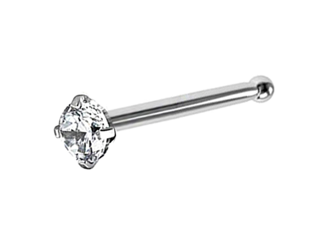 CZ Crystal Nose Bone Stud: 18g Surgical Steel Nose Pin
